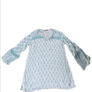 World Market White & Green Tunic Coverup Size S/M EUCo